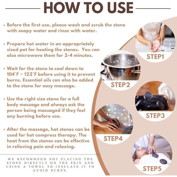 8 Pieces Massage Stone Set Hot‎ Rocks Oval Shaped (4217) - Picture 5 of 6